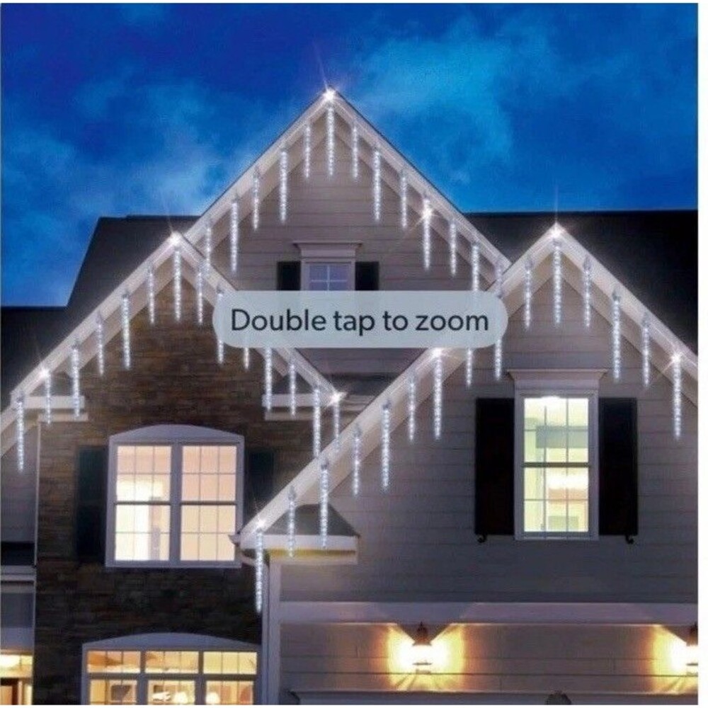 Member's Mark 20ct LED Crystal Icicle Lights, Cool White, 38' Holiday Set Of 2